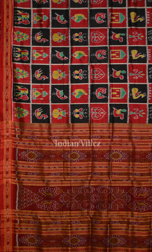 Red Maroon Nabakothi Odisha Ikat Khandua Silk Saree