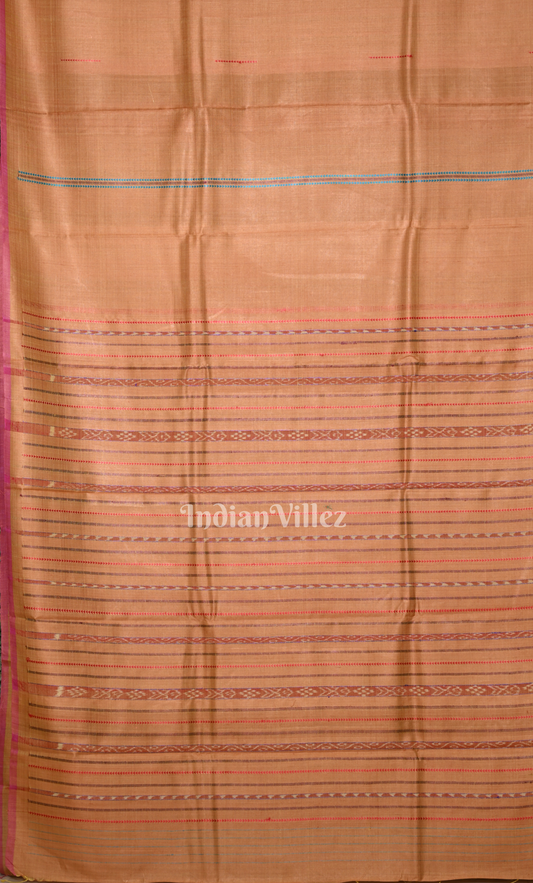 Light Orange Fine Gopalpur Tussar Silk Saree with Jalla Anchal
