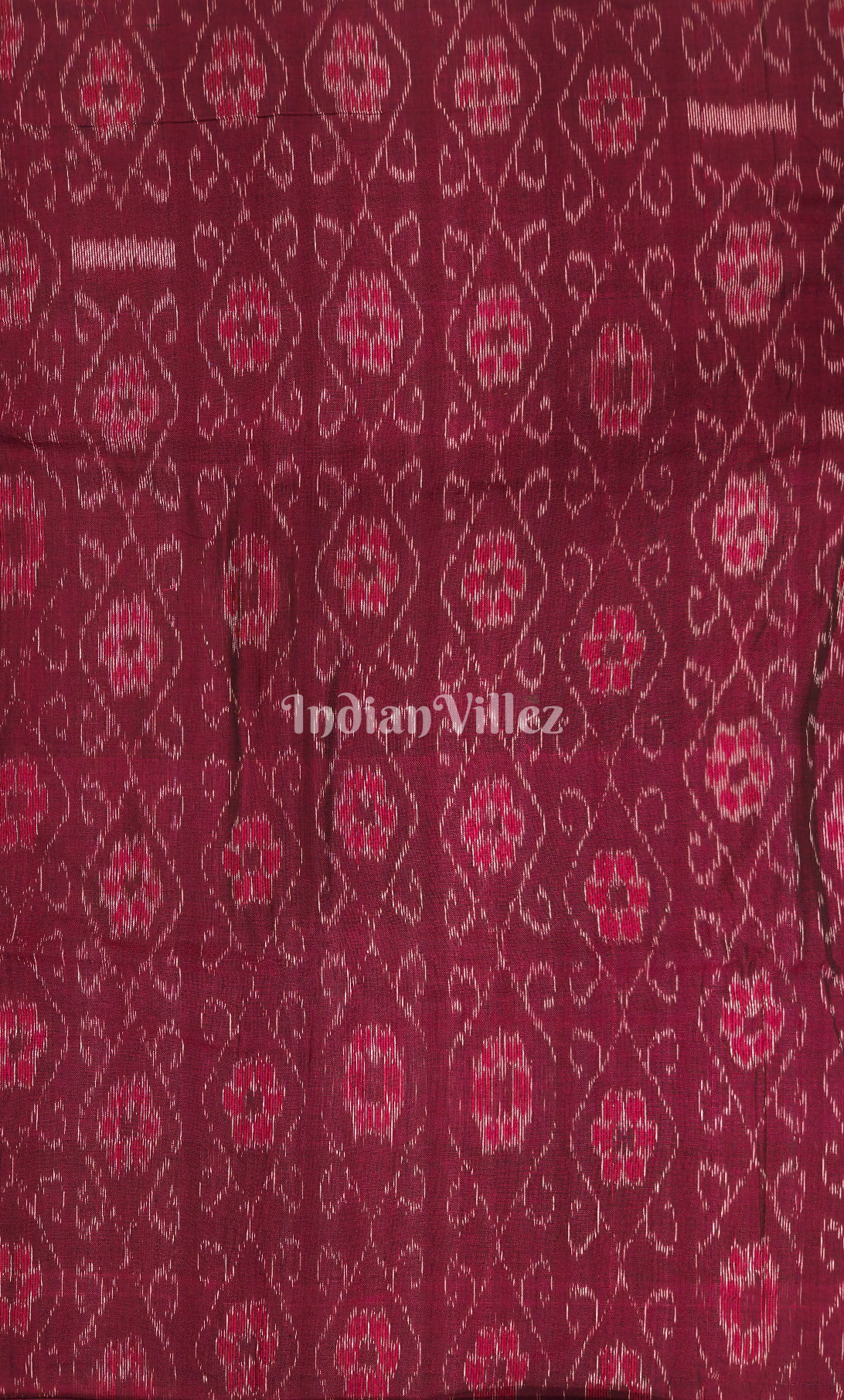 Maroon Floral Motif Odisha Ikat Sambalpuri Cotton Fabric
