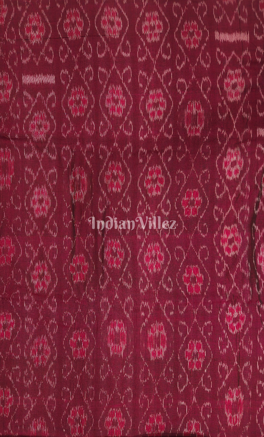 Maroon Floral Motif Odisha Ikat Sambalpuri Cotton Fabric