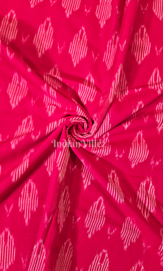 Pink Handwoven Pochampally Ikat Cotton Fabric