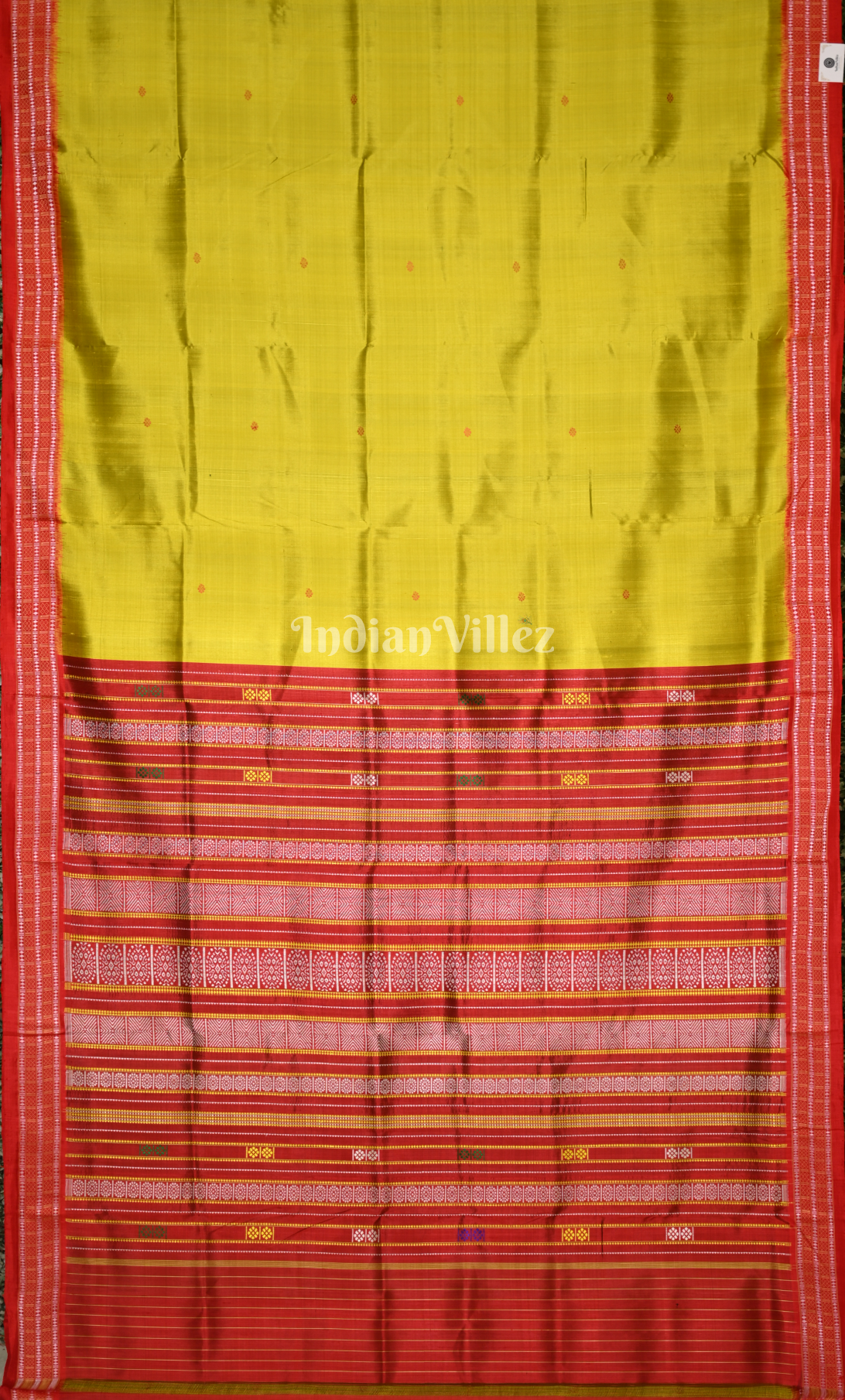 Mehendi Green Red Siminoi Odisha Ikat Khandua Silk Saree 