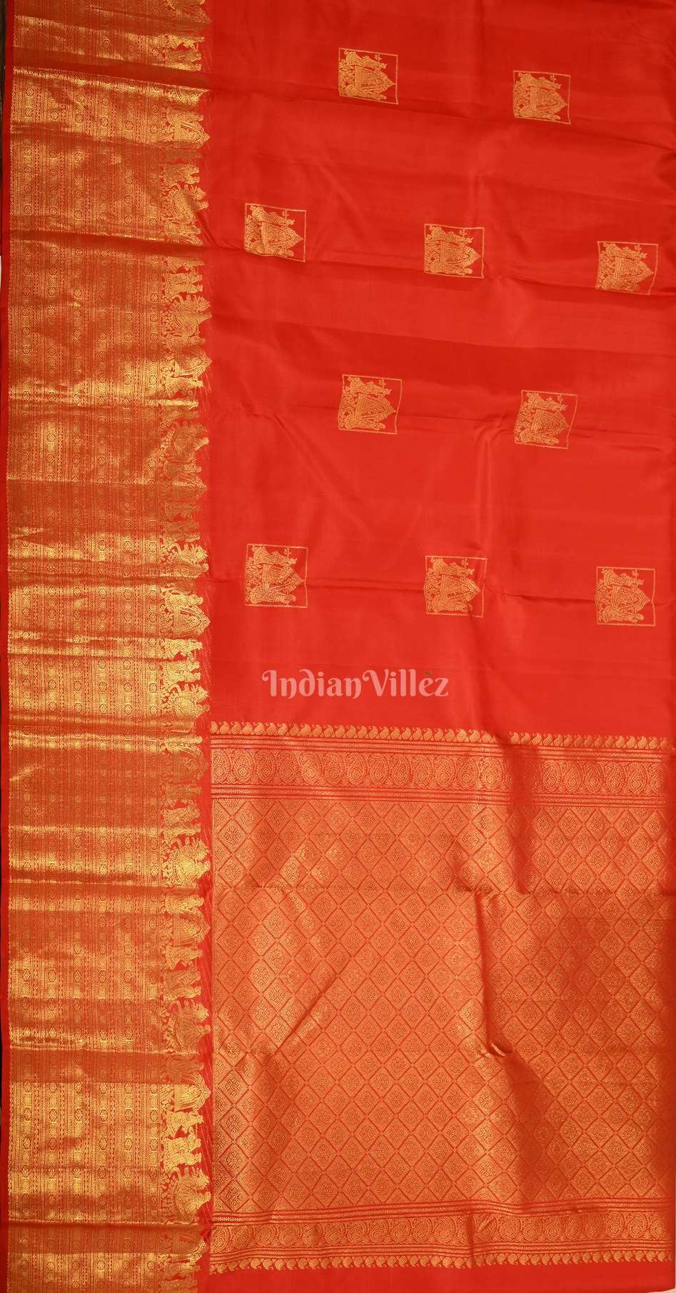 Exclusive Bridal Blood  Red Palki Theme Brocade Pure Kanjivaram Silk Saree