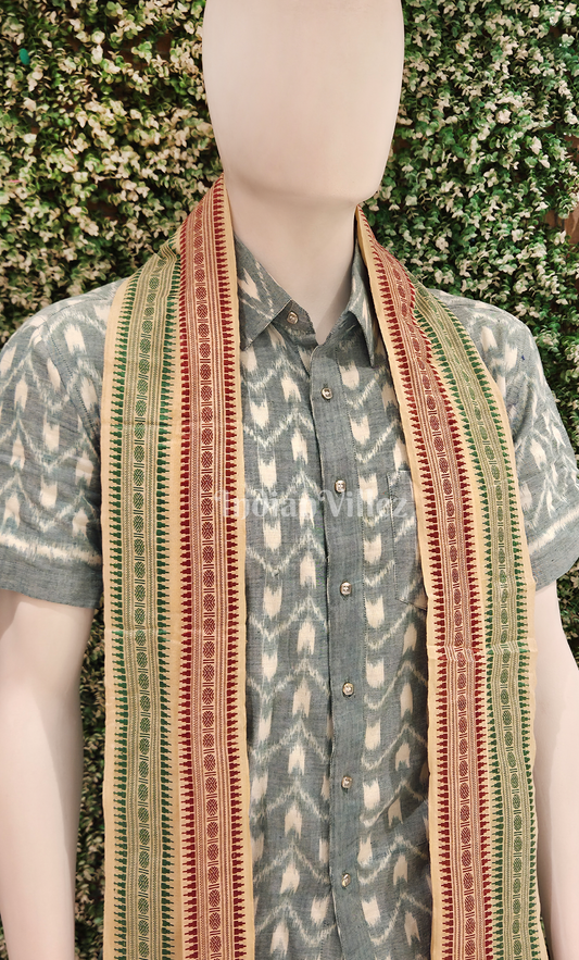 Premium Off White Handwoven Cotton Uttariya for Men 