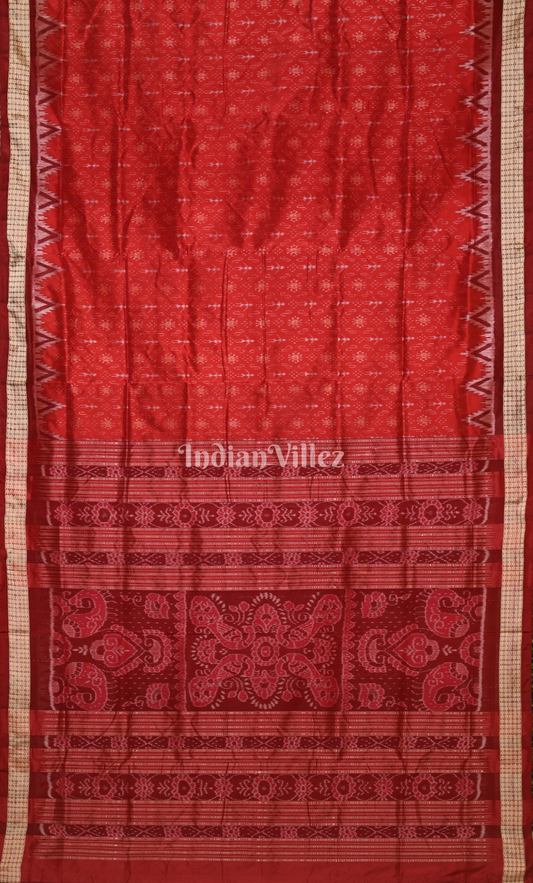 Exclusive Red Tribal Theme Odisha Ikat Sambalpuri Silk Saree