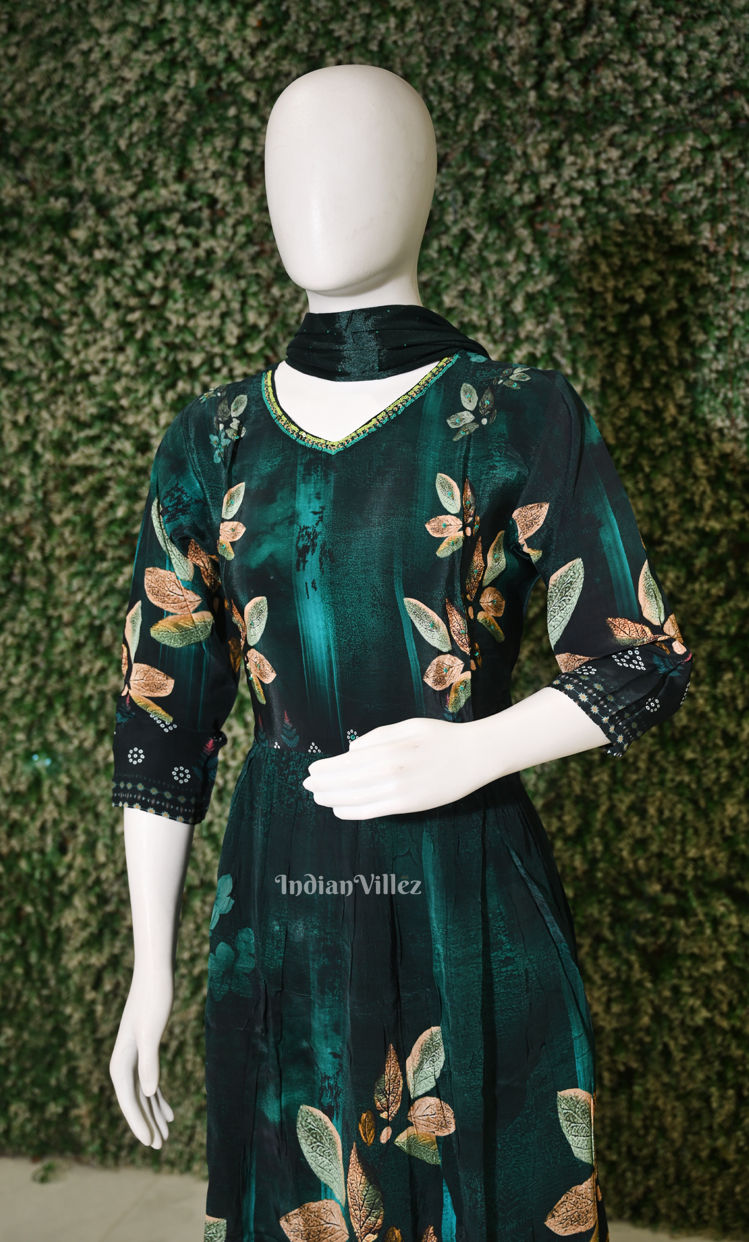 Green Floral Print Kurta Plazzoo with Dupatta Set