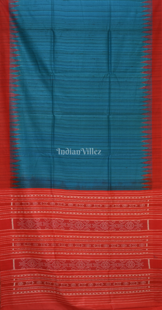 Blue Red Gopalpur Tussar Silk Saree