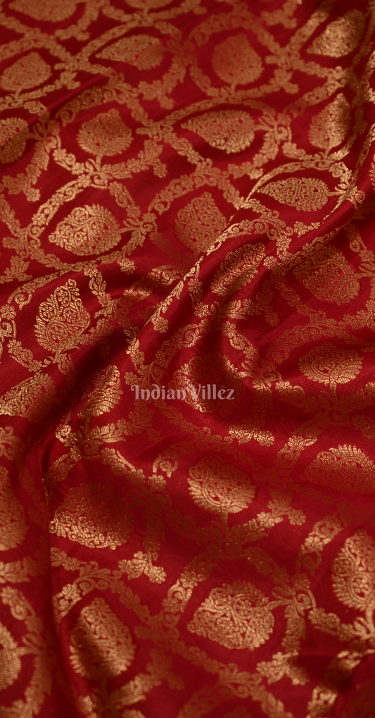 Exclusive Maroon Floral Brocade Pure Kanjivaram Silk Saree 
