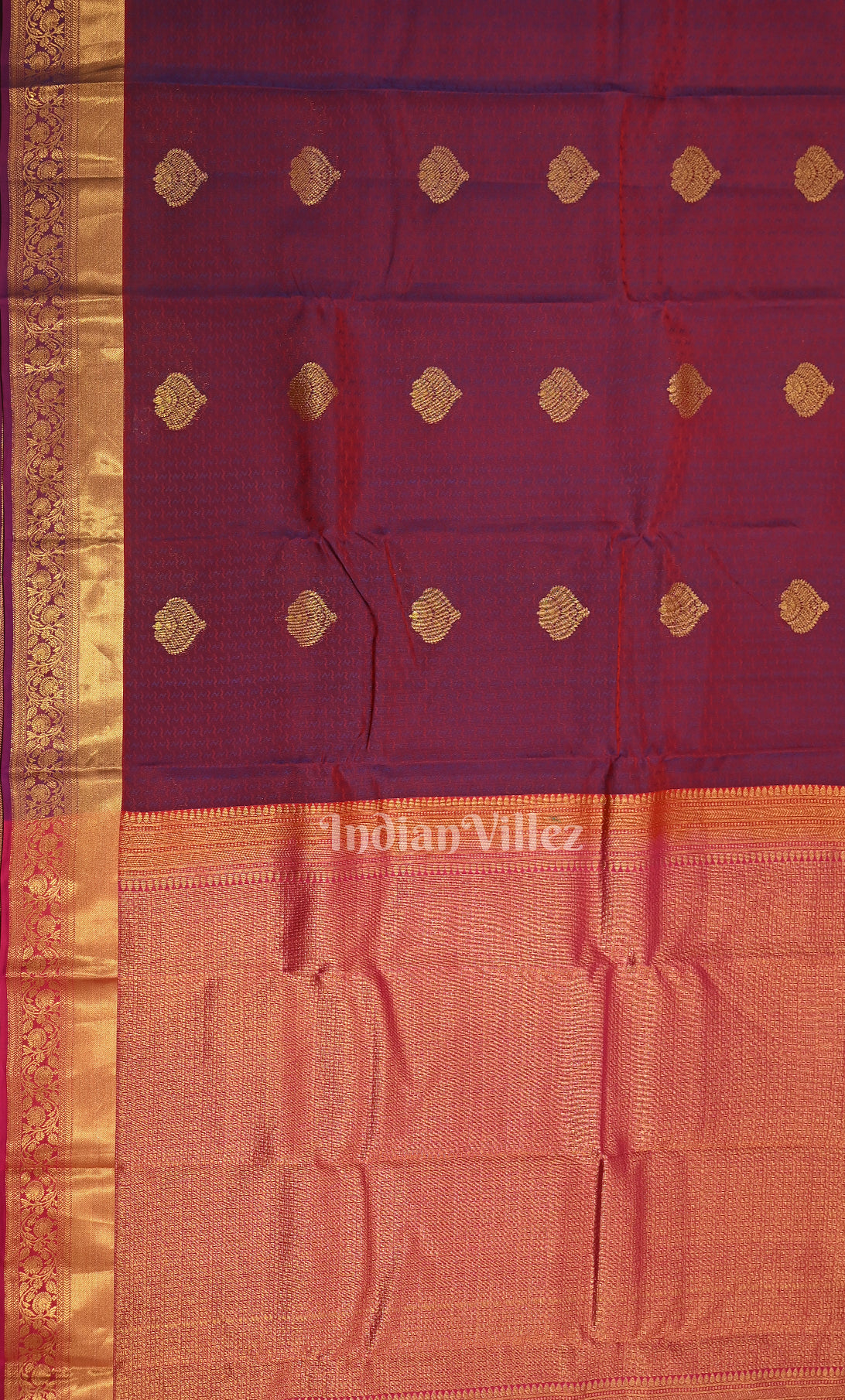 Dark Purple Brocade Pure Kanjivaram Silk Saree 