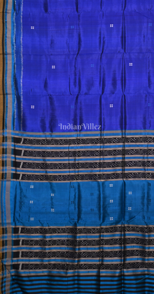 Royal Blue Butta Kathiphera Odisha Ikat Khandua Silk Saree