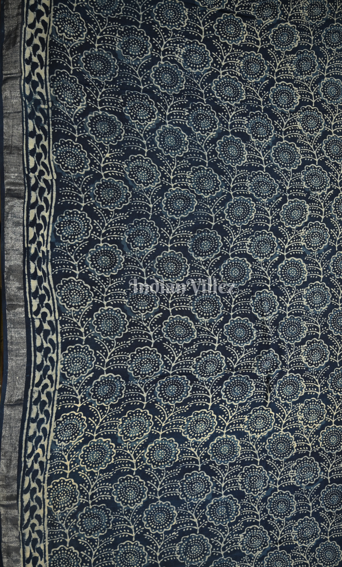 Navy Blue Dabu Block Printed Cotton Suit Sets