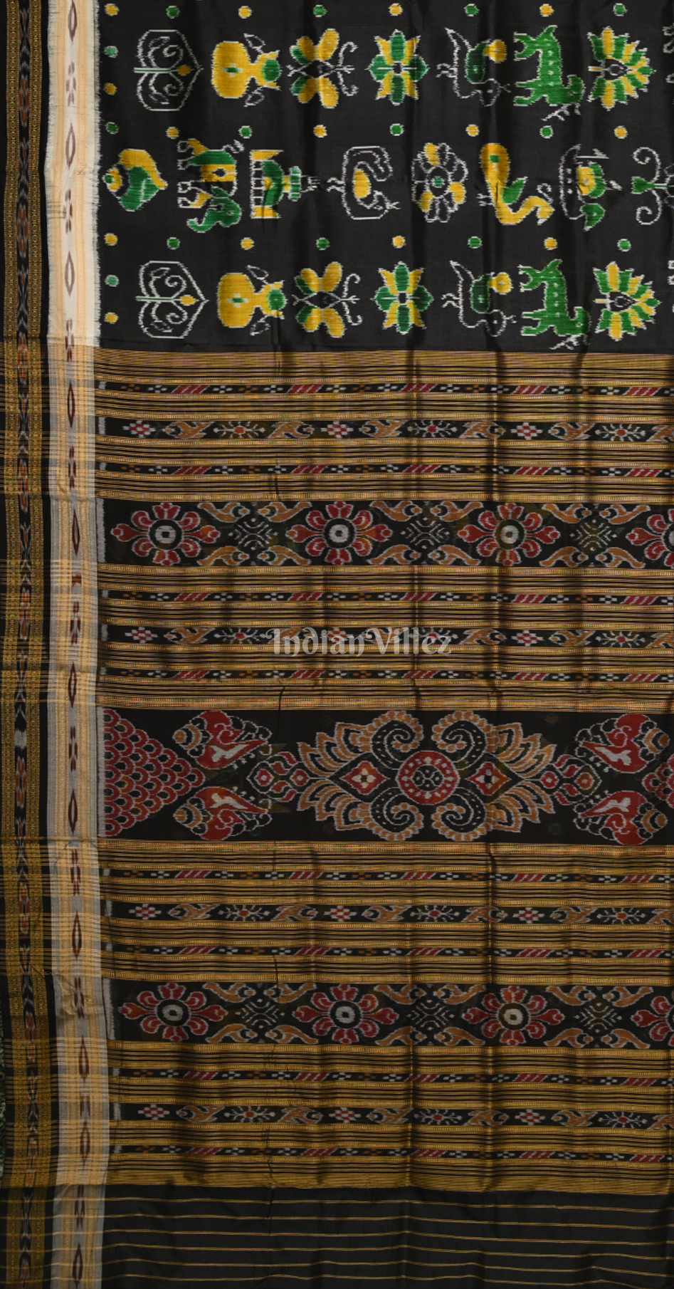 Black Nabarangi Nabakothi Odisha Ikat Khandua Silk Saree 