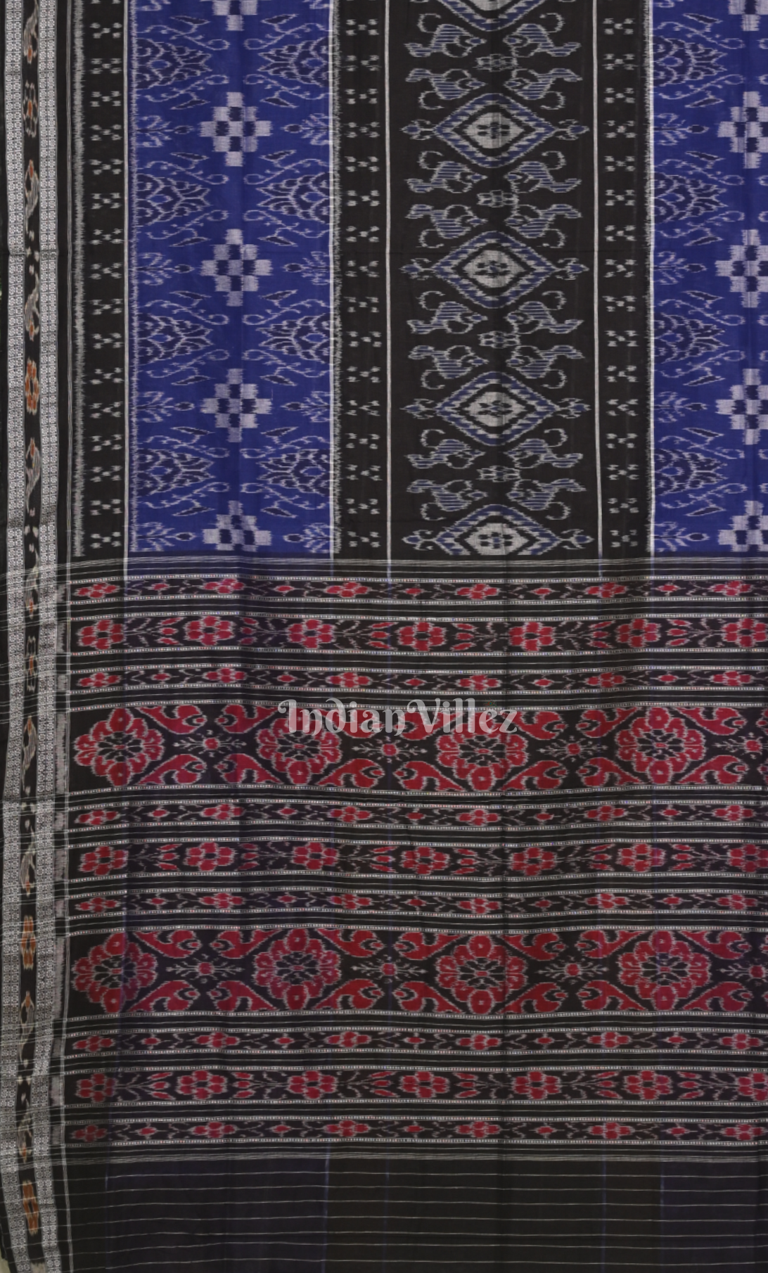 Blue Pasapali Odisha Ikat Sambalpuri Cotton Saree 