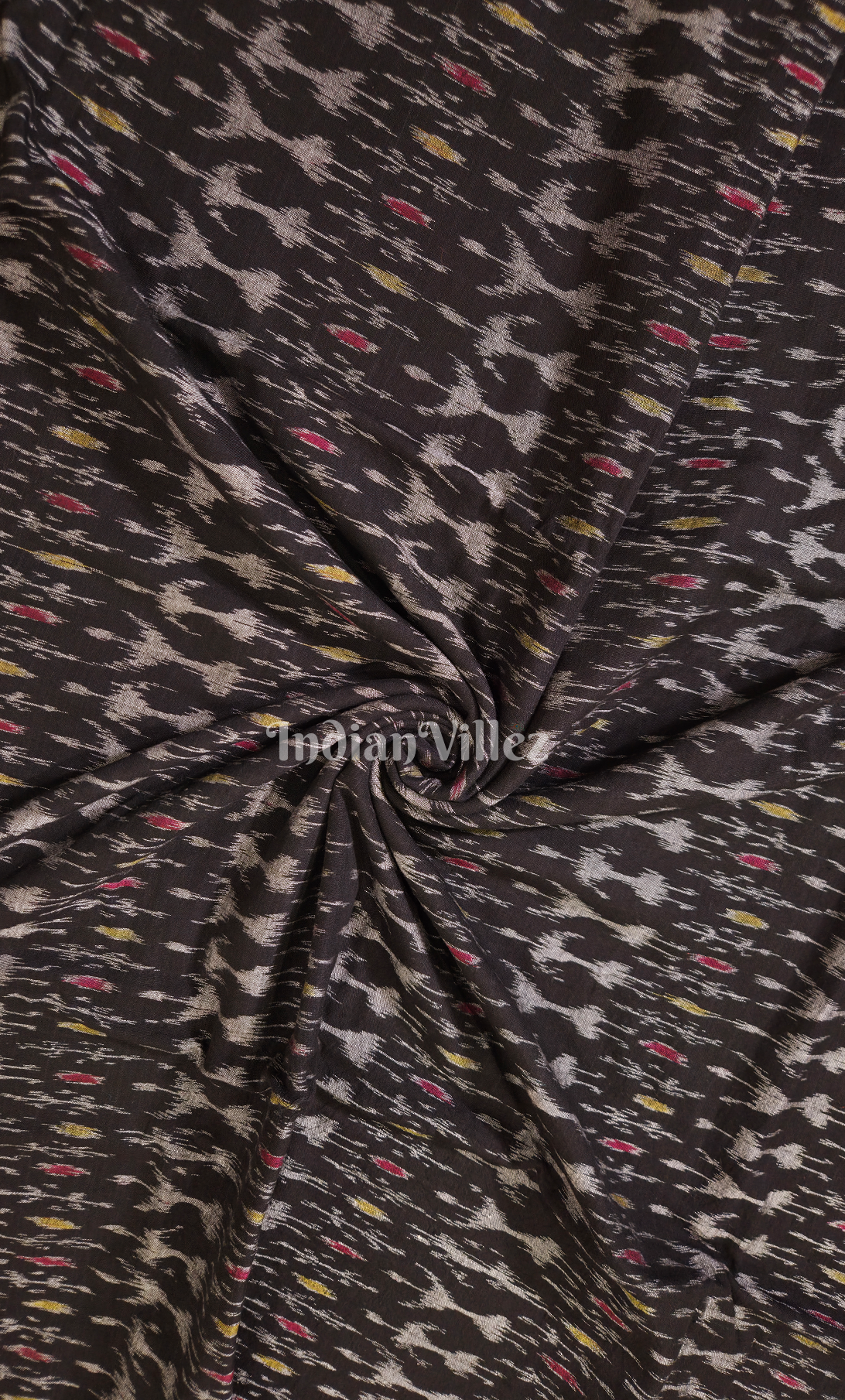 Black Tribal Theme Sambalpuri Odisha Ikat Cotton Fabric
