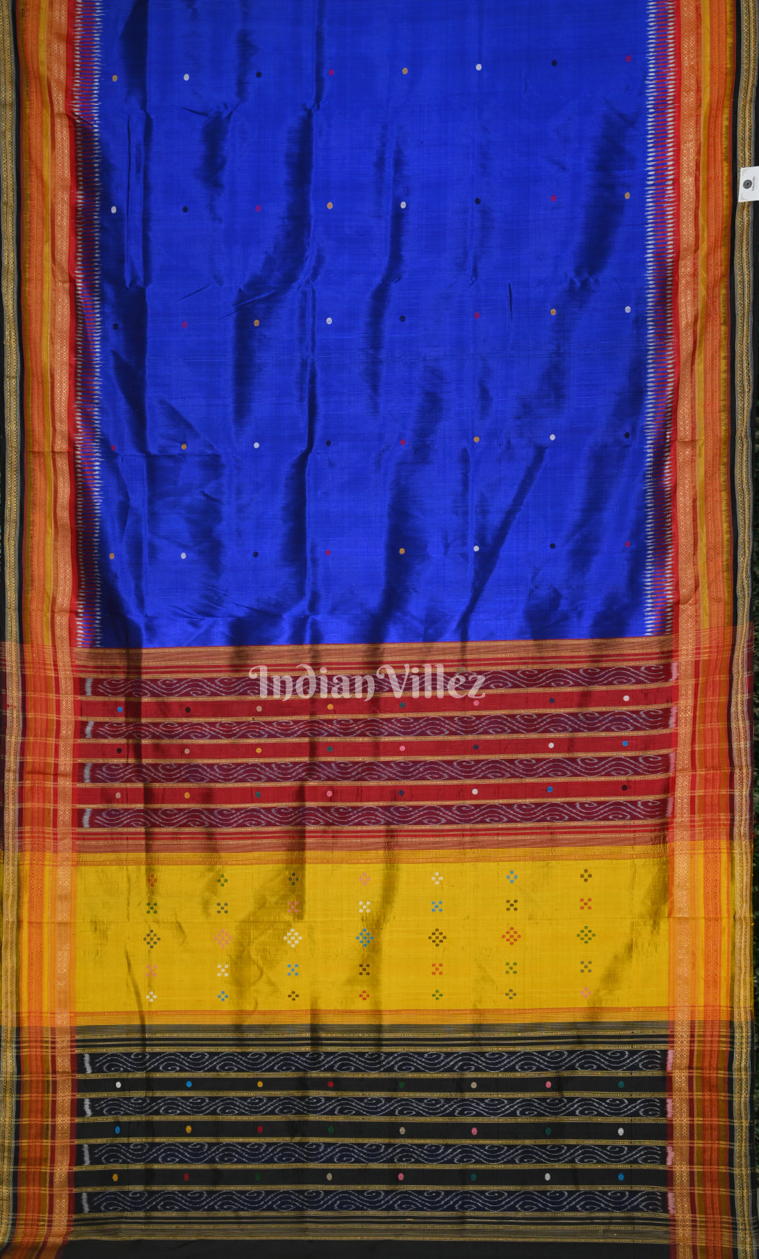 Blue Buti Design Kathiphera Odisha Ikat Khandua Silk Saree