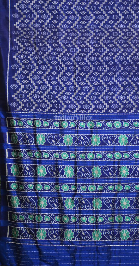 Blue Tribal Design Odisha Ikat Contemporary Designer Silk Saree 