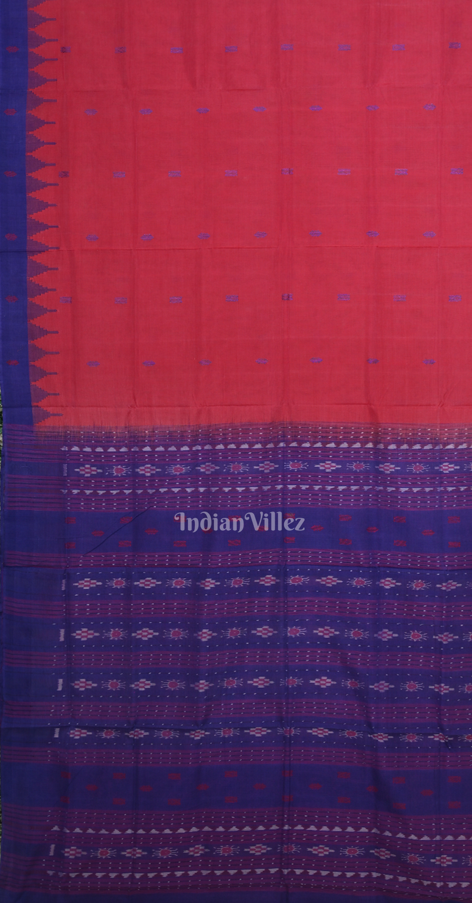 Red Blue Sachipar Odisha Ikat Sambalpuri Cotton Saree