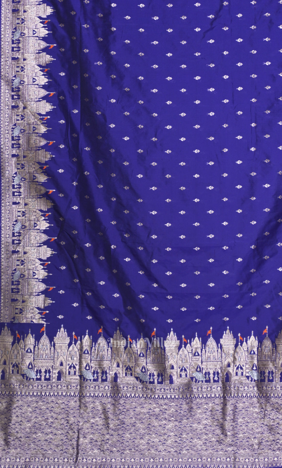 Royal Blue Buta Handwoven Banarasi Katan Silk Saree with Kashi Ghat Weaves