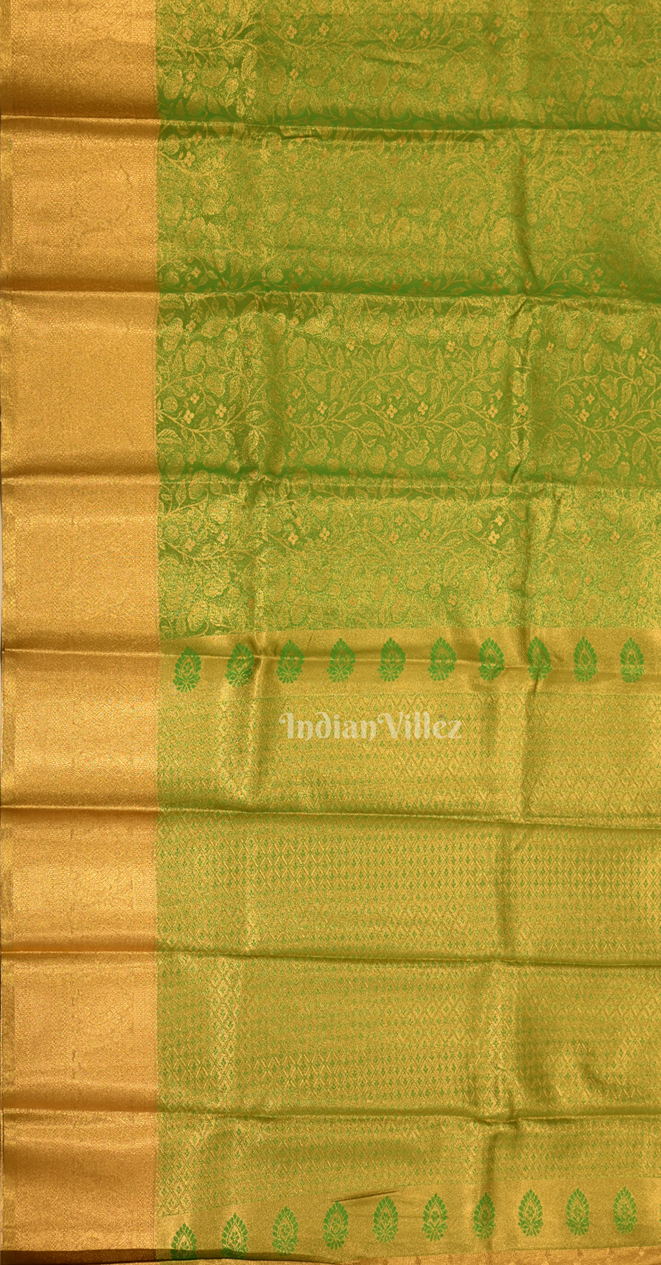 Mehendi Green Yellow Floral Brocade Pure Kanjivaram Silk Saree 