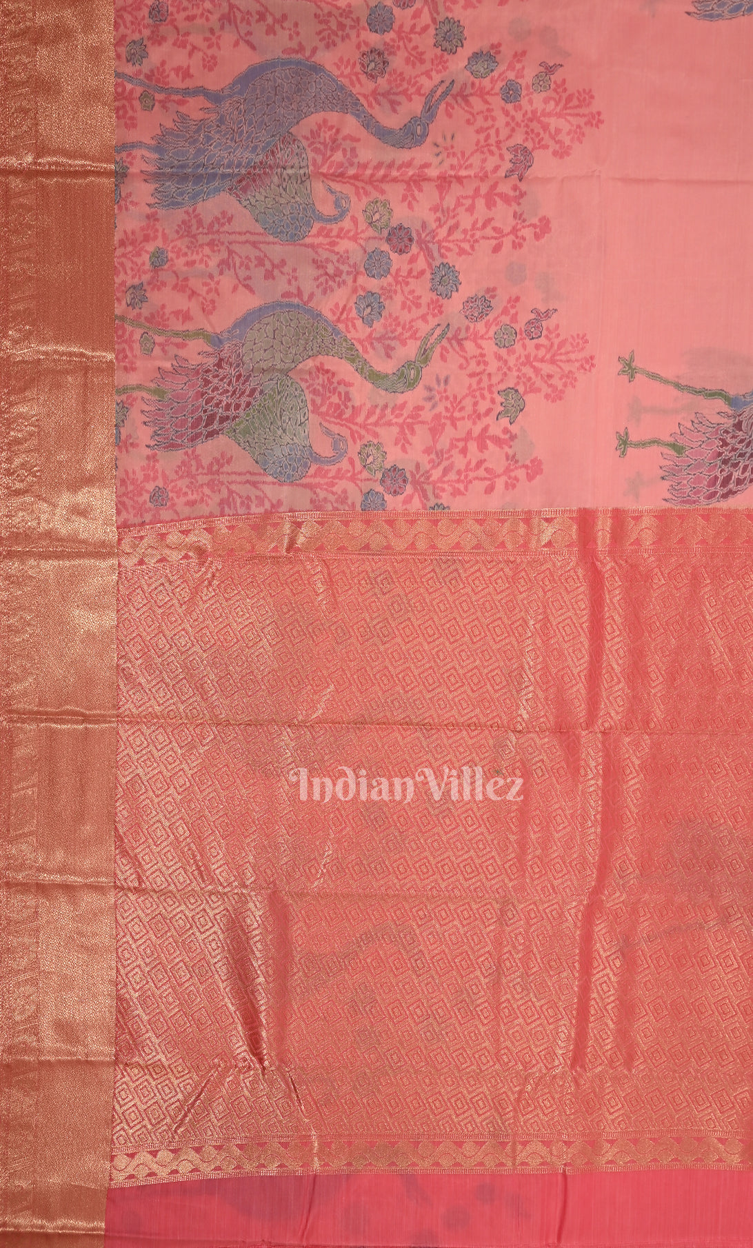  Pink Digital Print Kanjivaram Silk Saree 