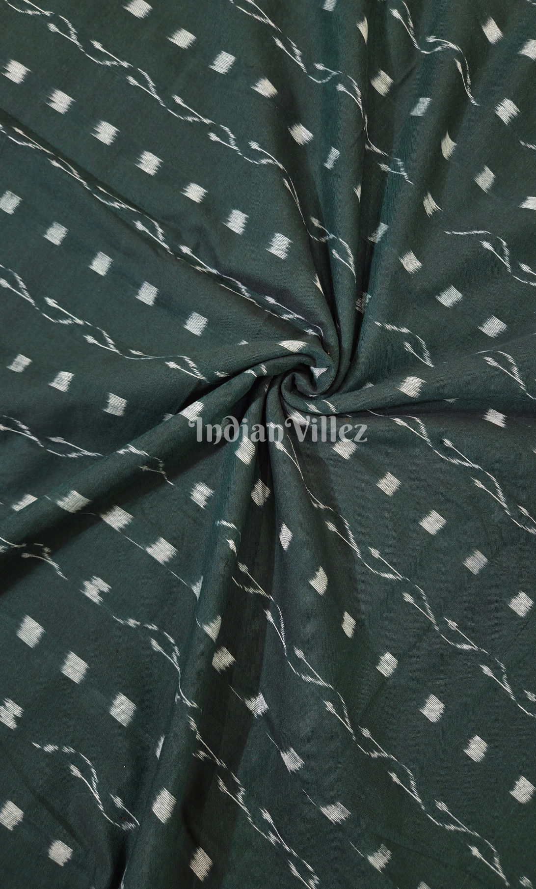 Bottle Green Tipa Design Odisha Ikat sambalpuri Cotton Fabric