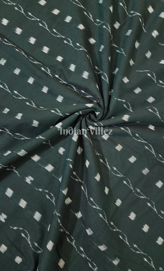 Bottle Green Tipa Design Odisha Ikat sambalpuri Cotton Fabric