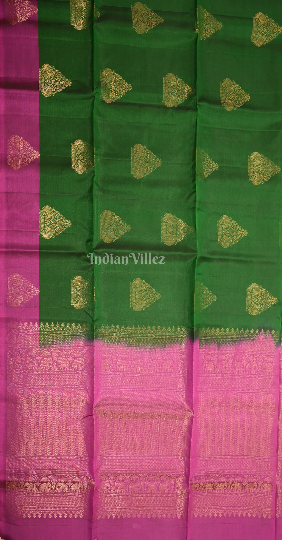 Green Pink Zari Pure Kanjivaram Soft Silk Saree