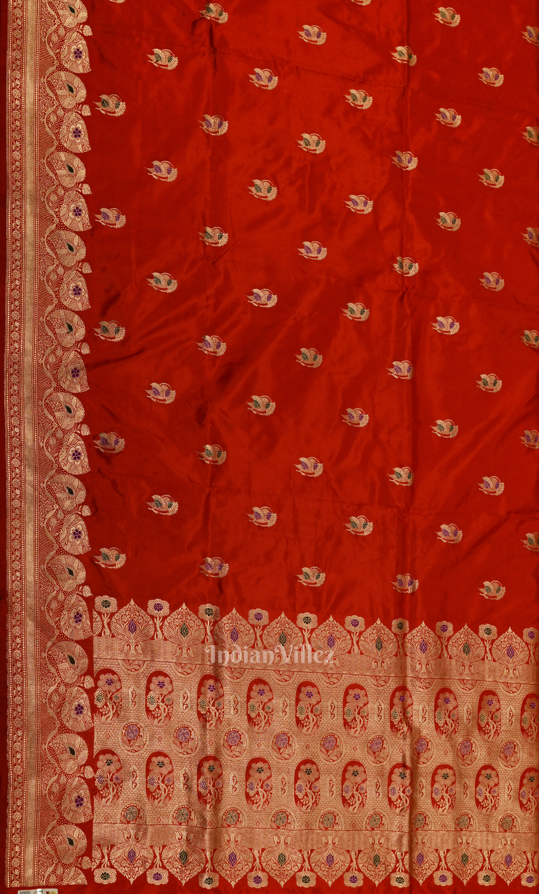 Elegant Red Pure Katan Silk Banarasi Saree