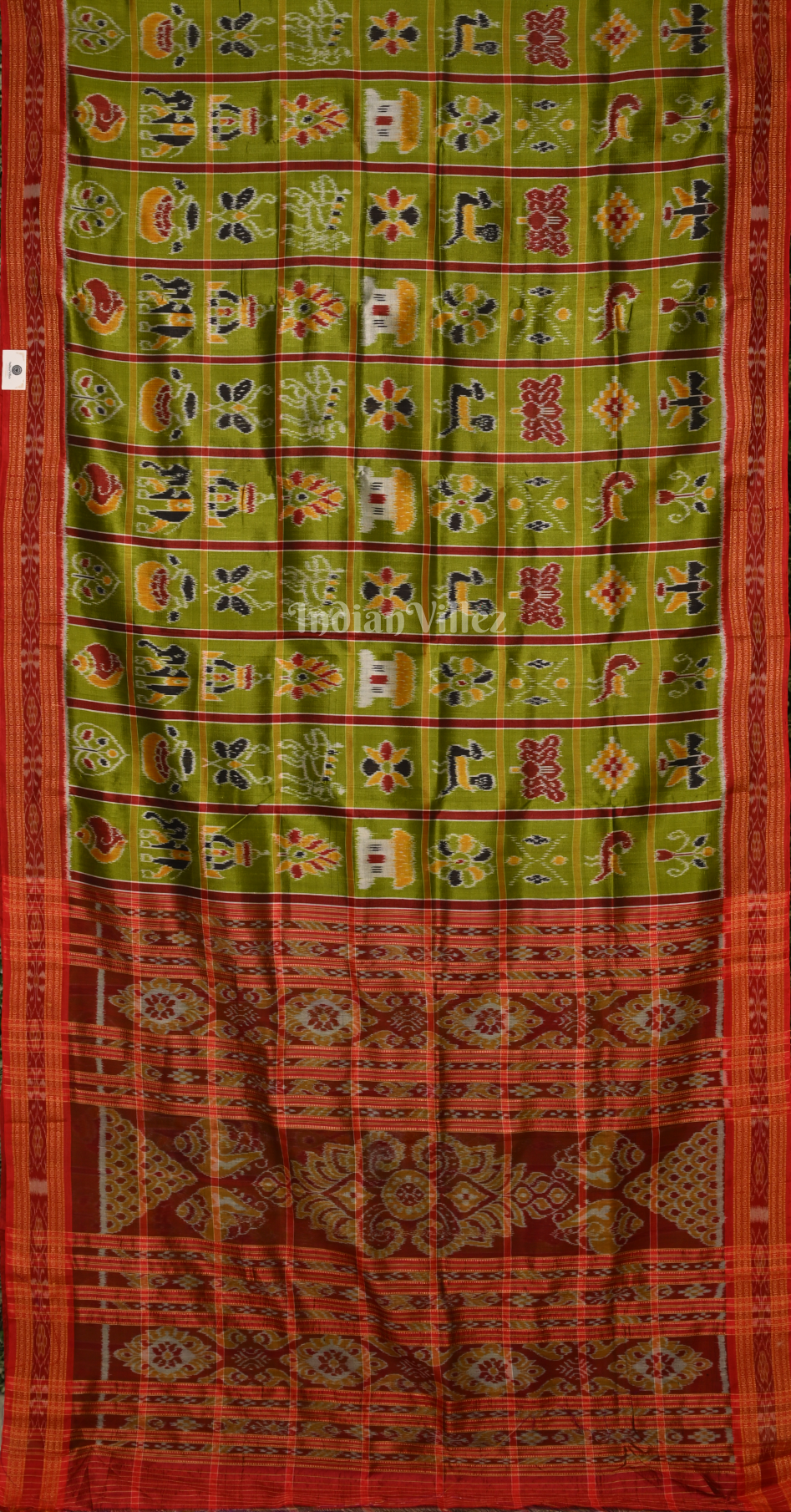 Mehendi Green Nabakothi Odisha Ikat Khandua Silk Saree