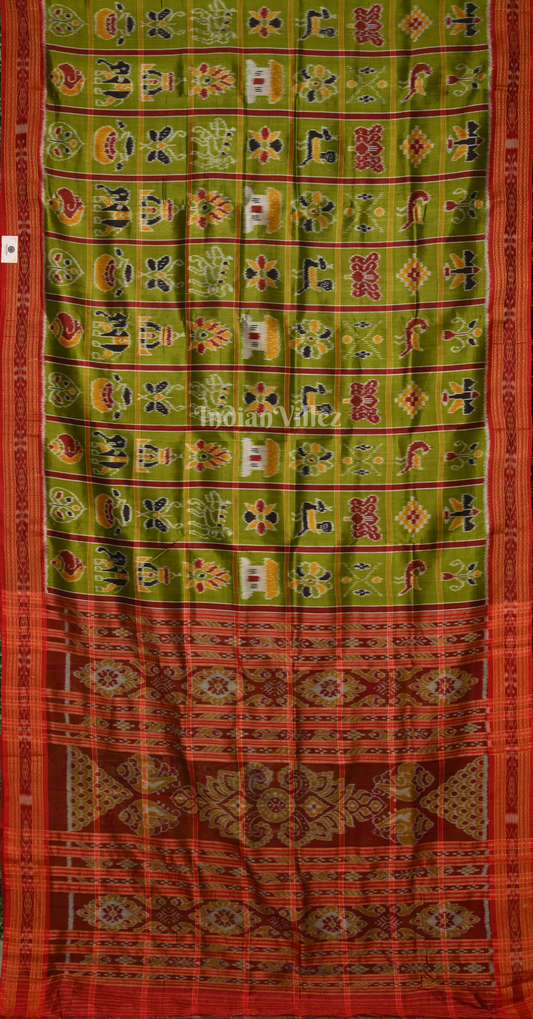 Mehendi Green Nabakothi Odisha Ikat Khandua Silk Saree