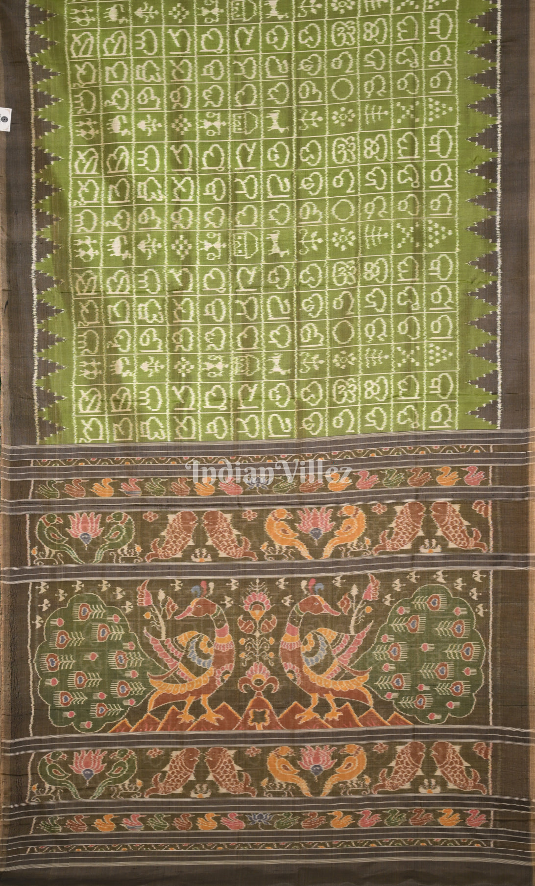 Green Black Odia Barnamala Odisha Ikat Contemporary Designer Silk Saree