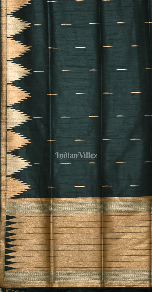 Bottle Green Phoda Kumbha Tussar Silk Saree