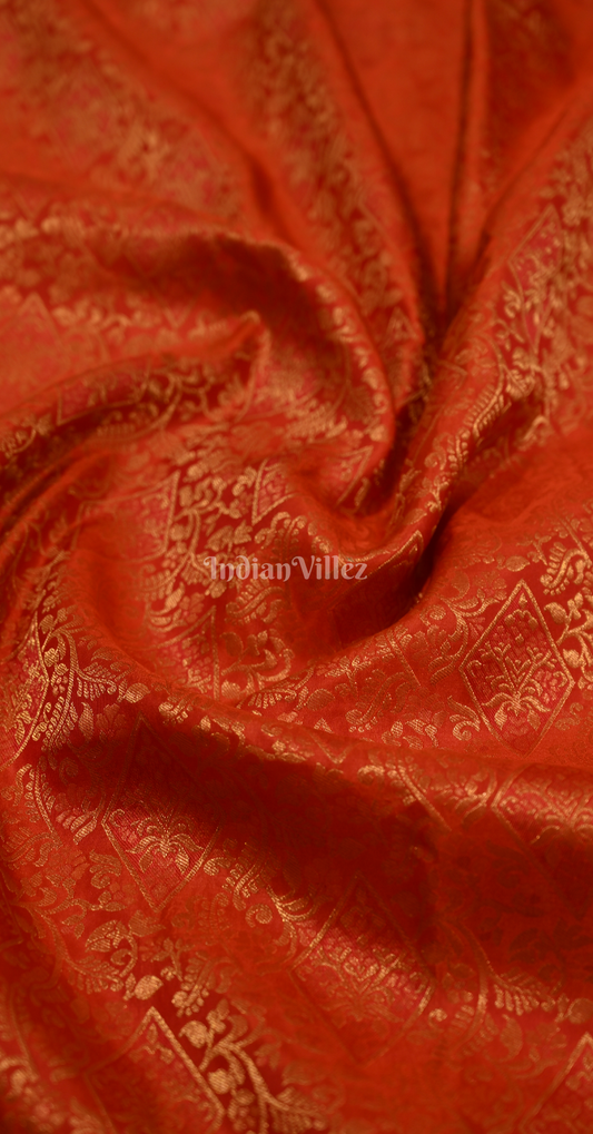 Bridal Red Diamond Brocade Pure Kanjivaram Silk Saree