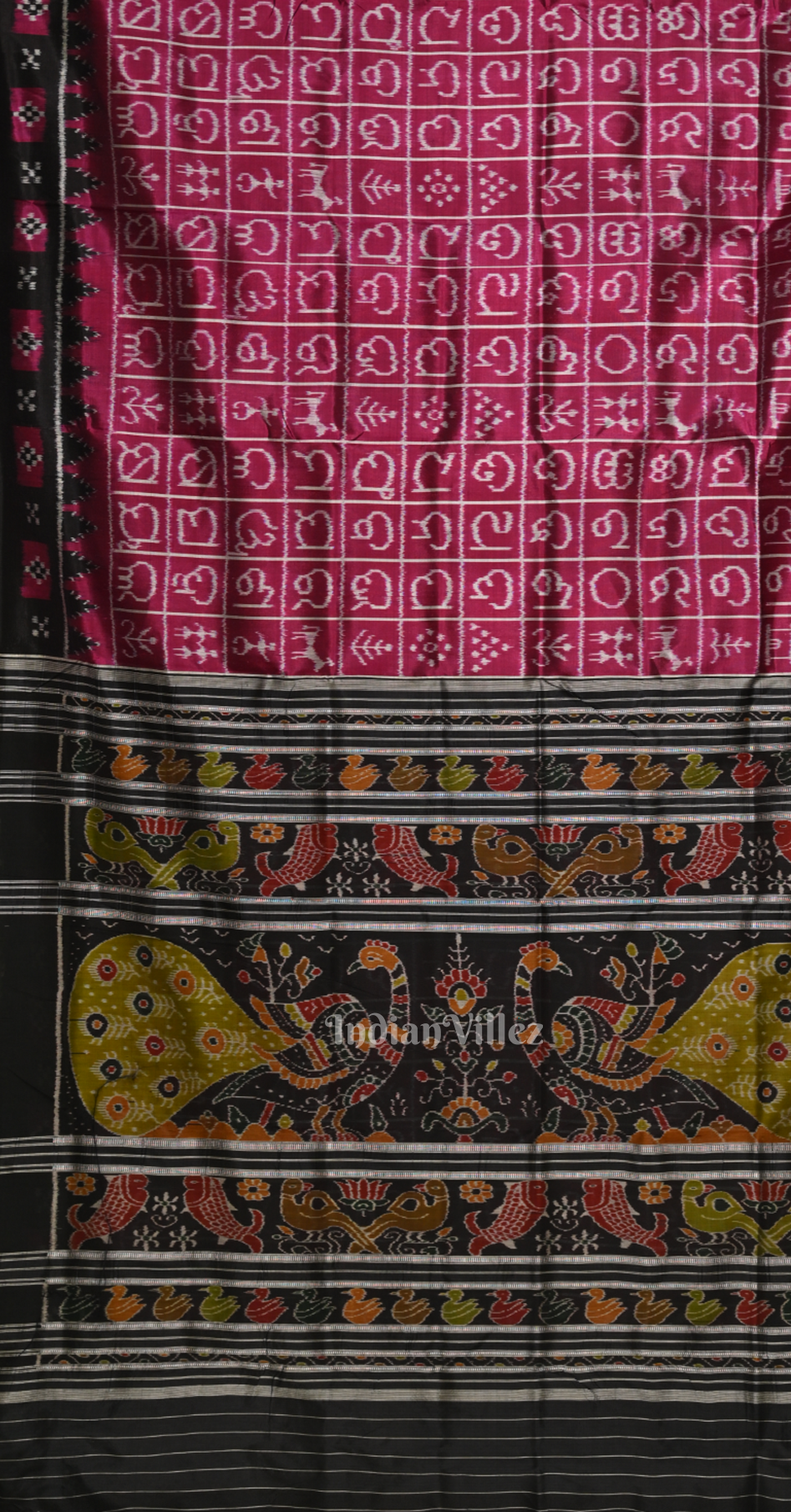 Purple Black Odia Barnamala Odisha Ikat Contemporary Designer Silk Saree