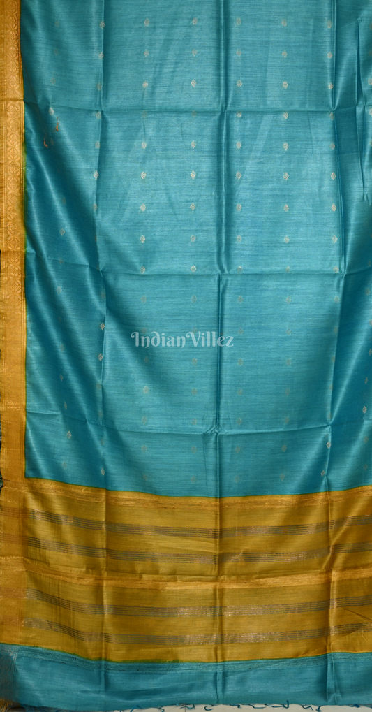 Blue Yellow Pure Kanjivaram Soft Silk Saree
