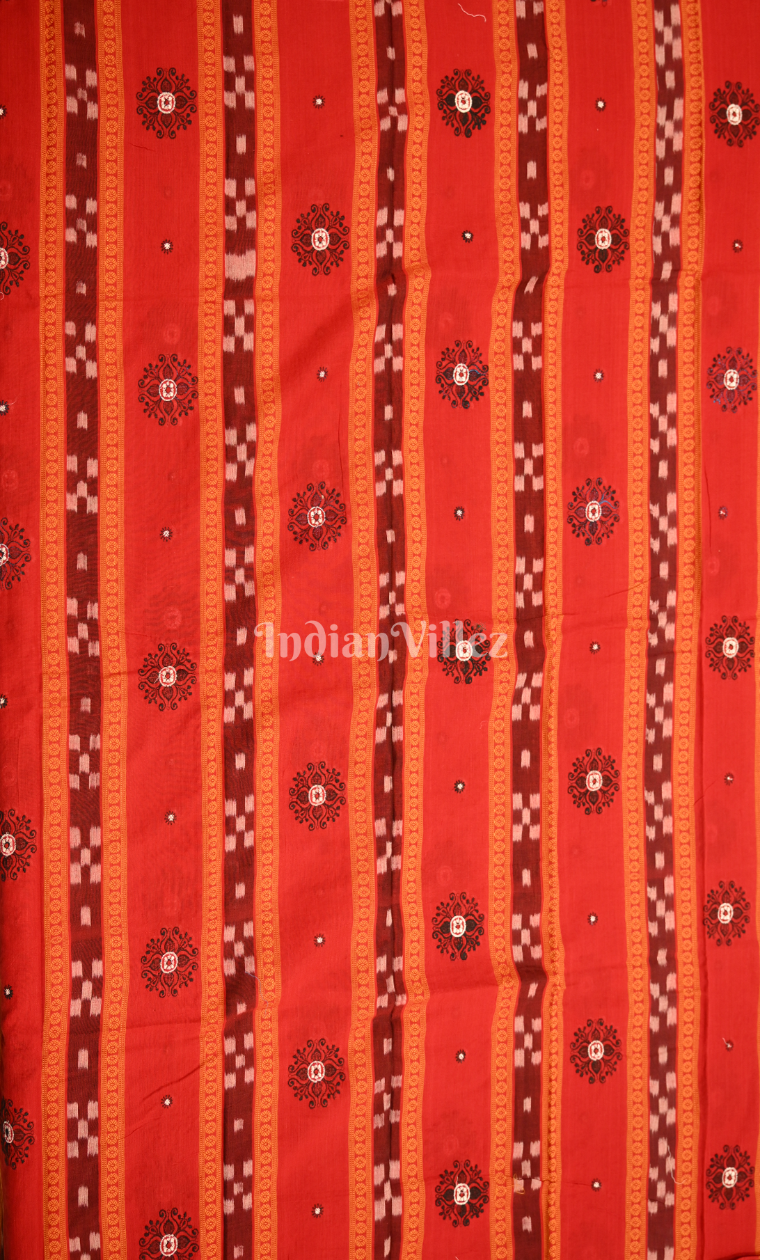 Maroon Black Flower Design Odisha Ikat Sambalpuri Cotton Dress set with Dupatta 