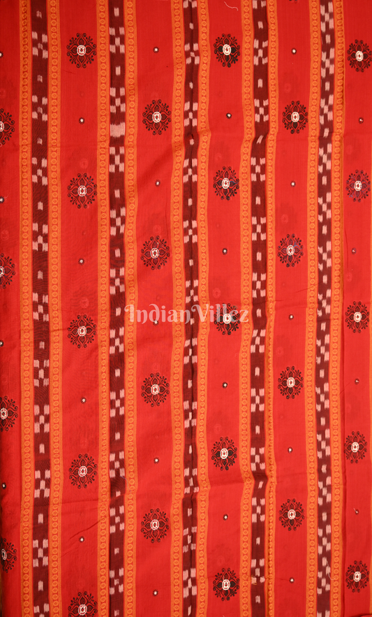Maroon Black Flower Design Odisha Ikat Sambalpuri Cotton Dress set with Dupatta 