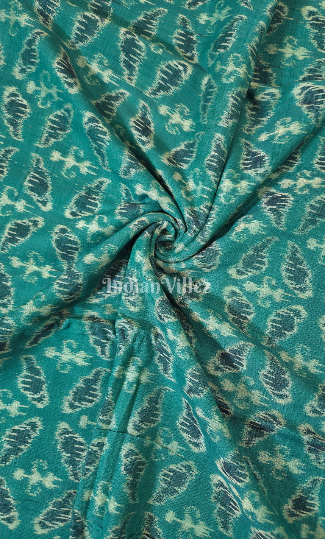 Sea Green Tribal Theme Odisha Ikat Sambalpuri Cotton Fabric 
