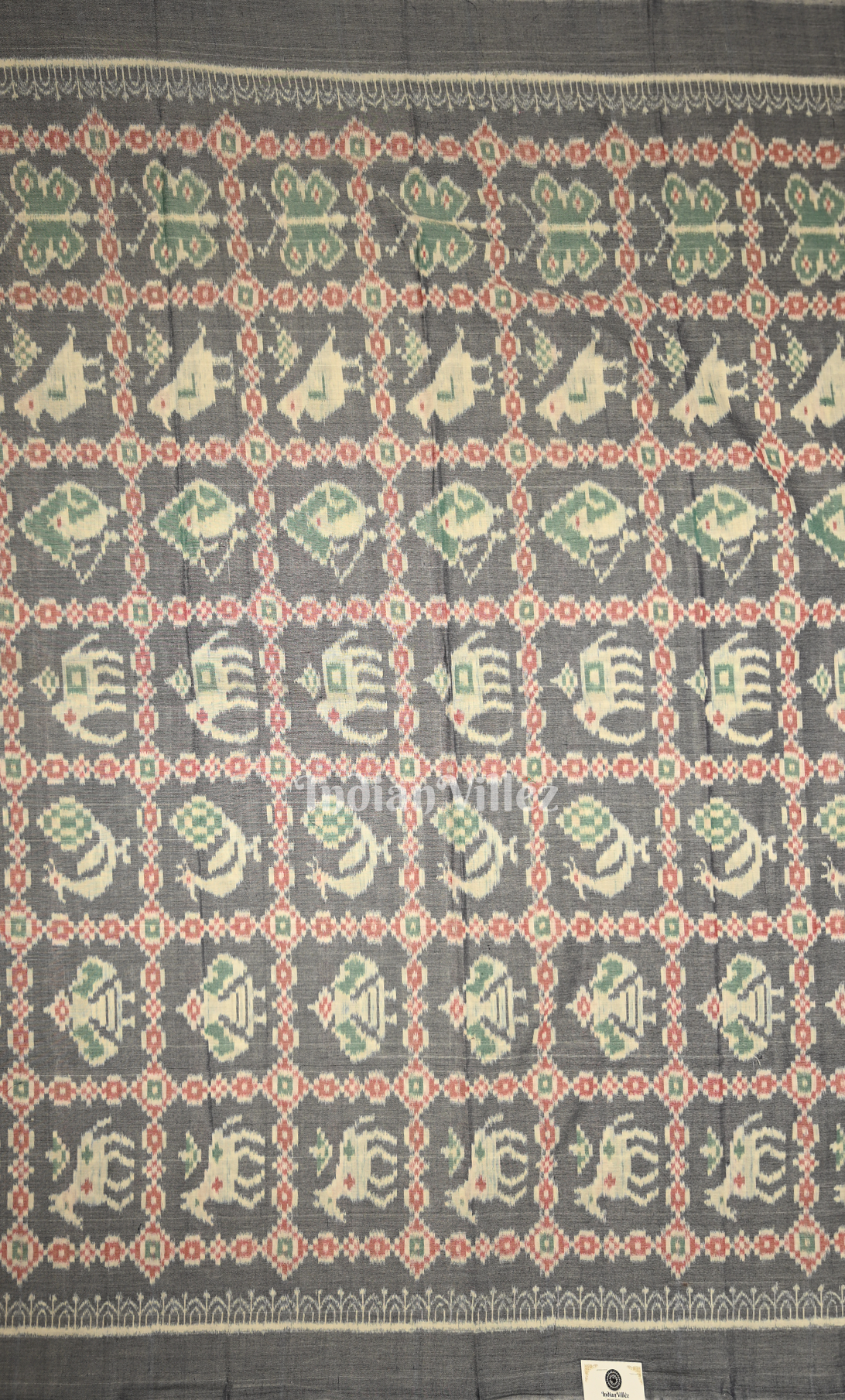 Grey Blue Jungle Theme Odisha Ikat Sambalpuri Dress Set & Dupatta 