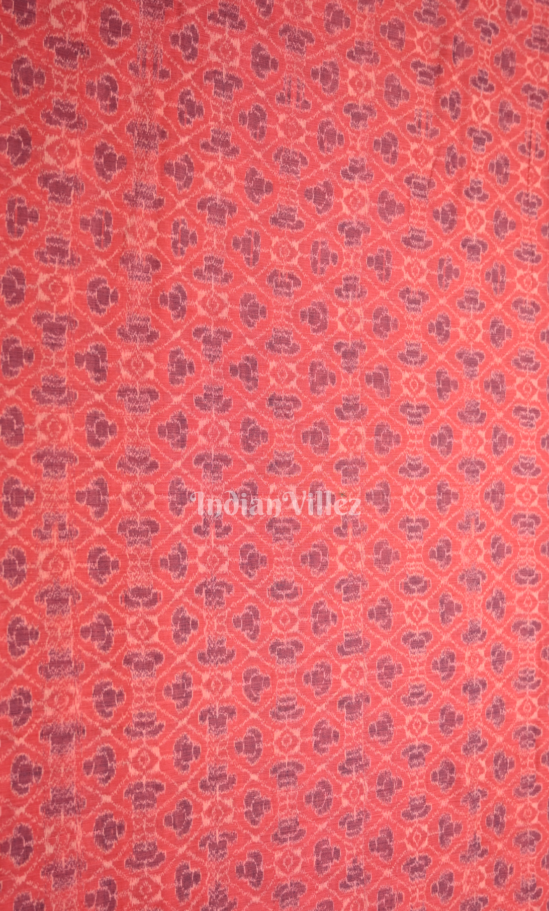 Red Floral Motif Odisha Ikat  Sambalpuri Cotton Fabric 