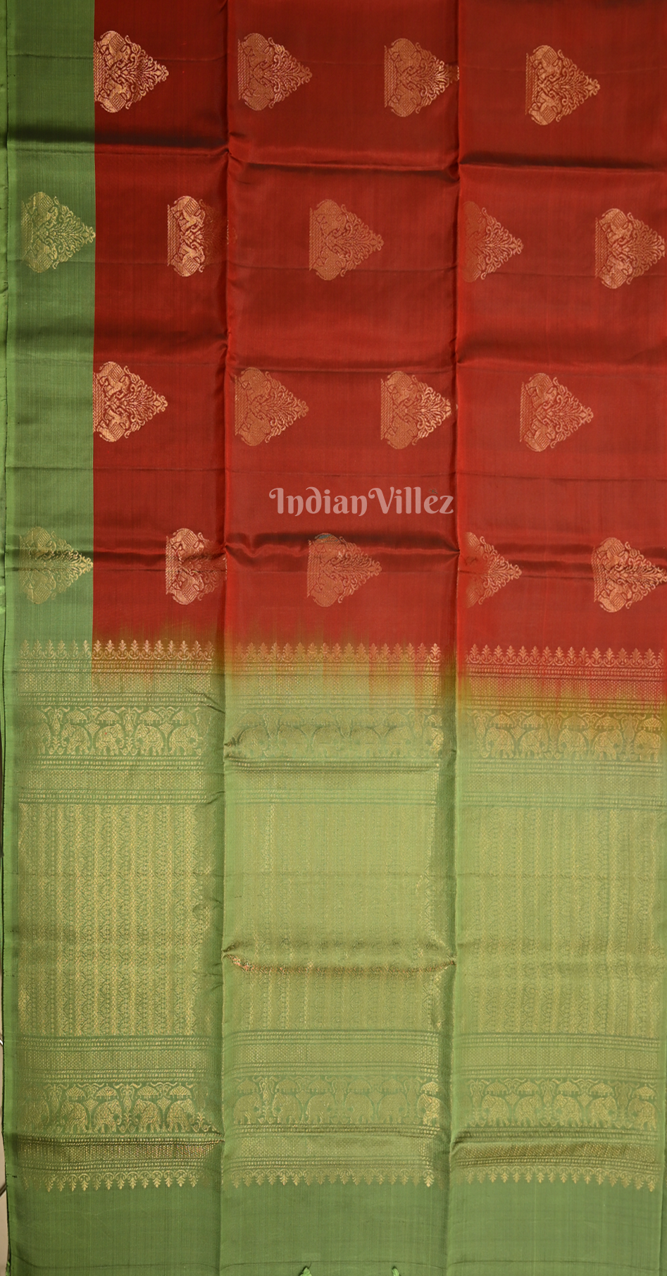 Maroon Mehendi Green Floral Zari Pure Kanjivaram Soft Silk Saree