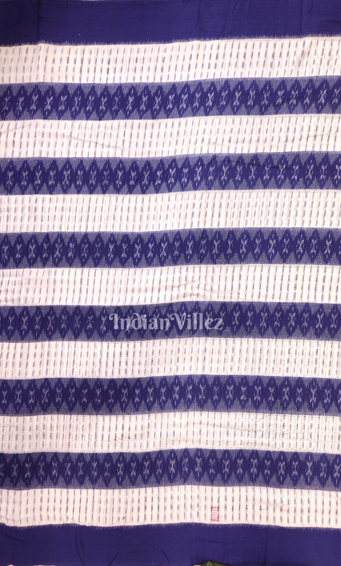 White Blue Tribal Theme Odisha Ikat Sambalpuri Ikat Cotton Fabric 