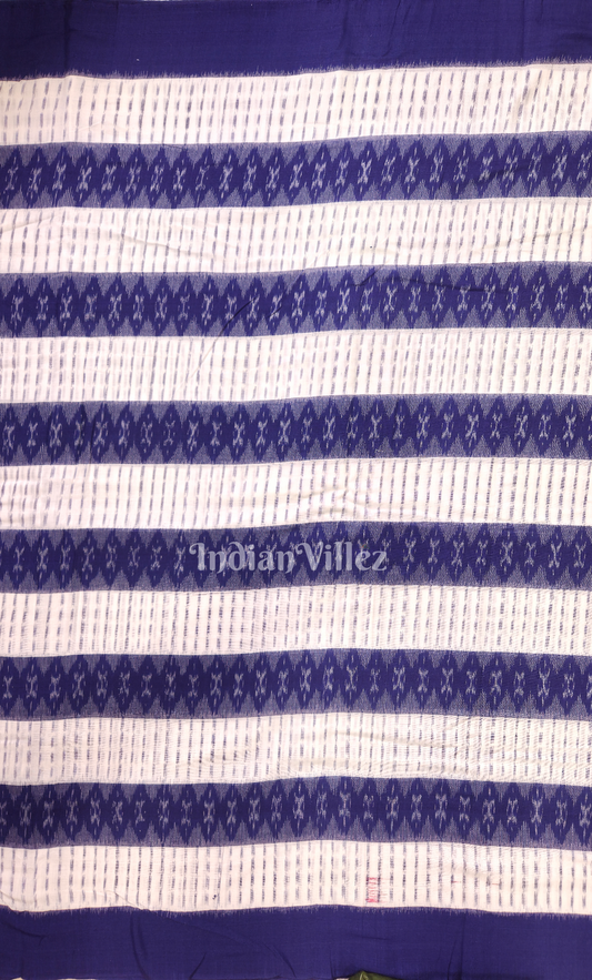 White Blue Tribal Theme Odisha Ikat Sambalpuri Ikat Cotton Fabric 
