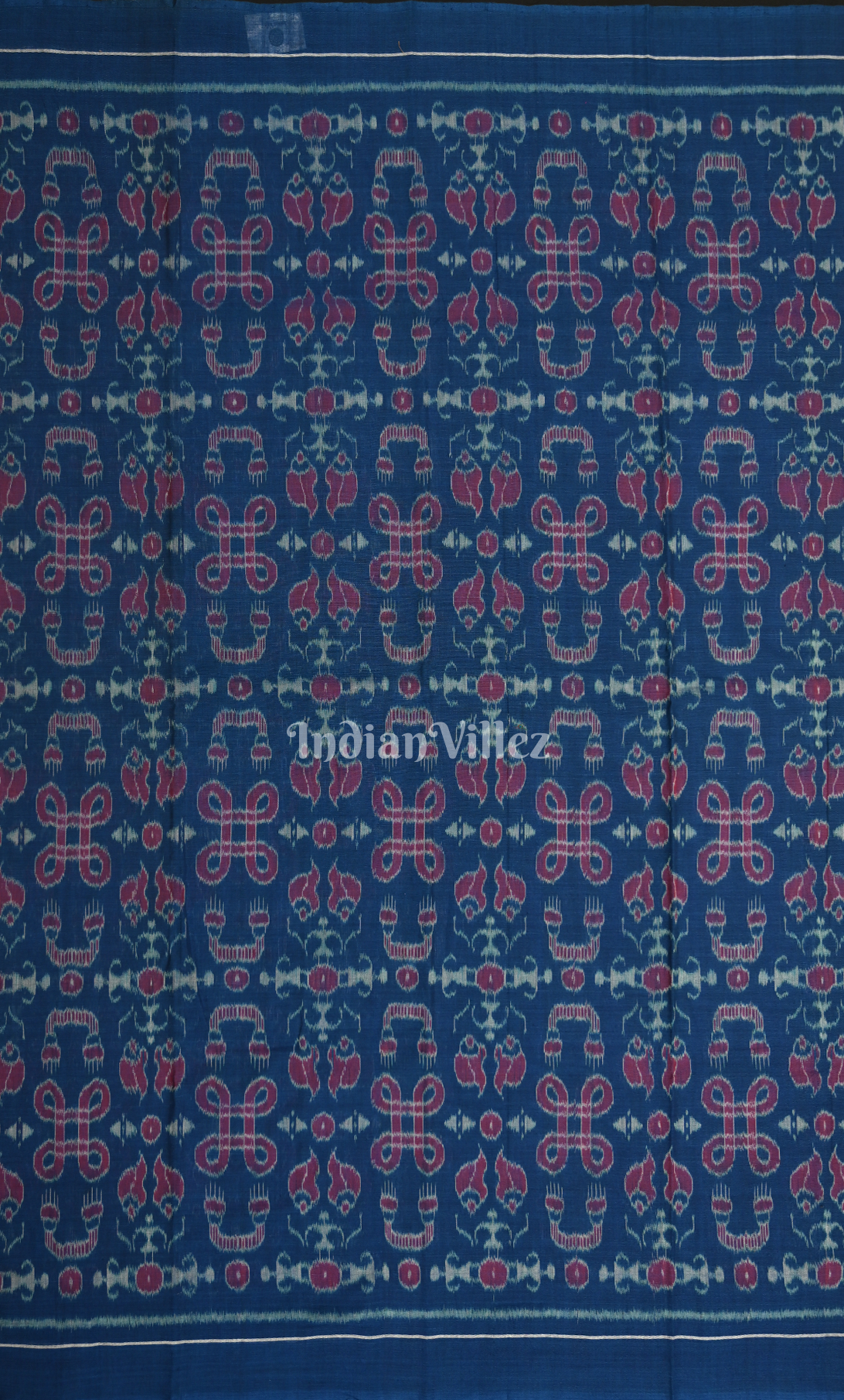 Royal Blue Red Tribal Design Odisha Ikat Sambalpuri Dress Set & Dupatta 