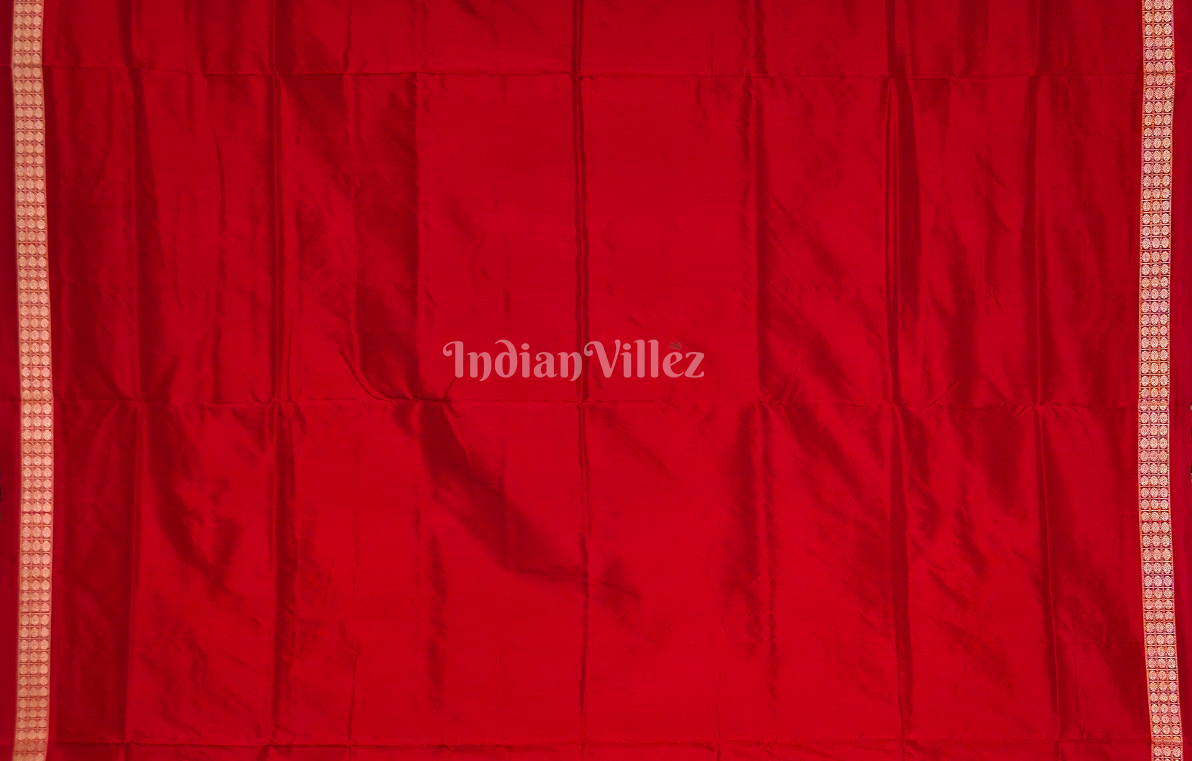Exclusive White Red Odisha Ikat Bomkai Sambalpuri Silk Saree
