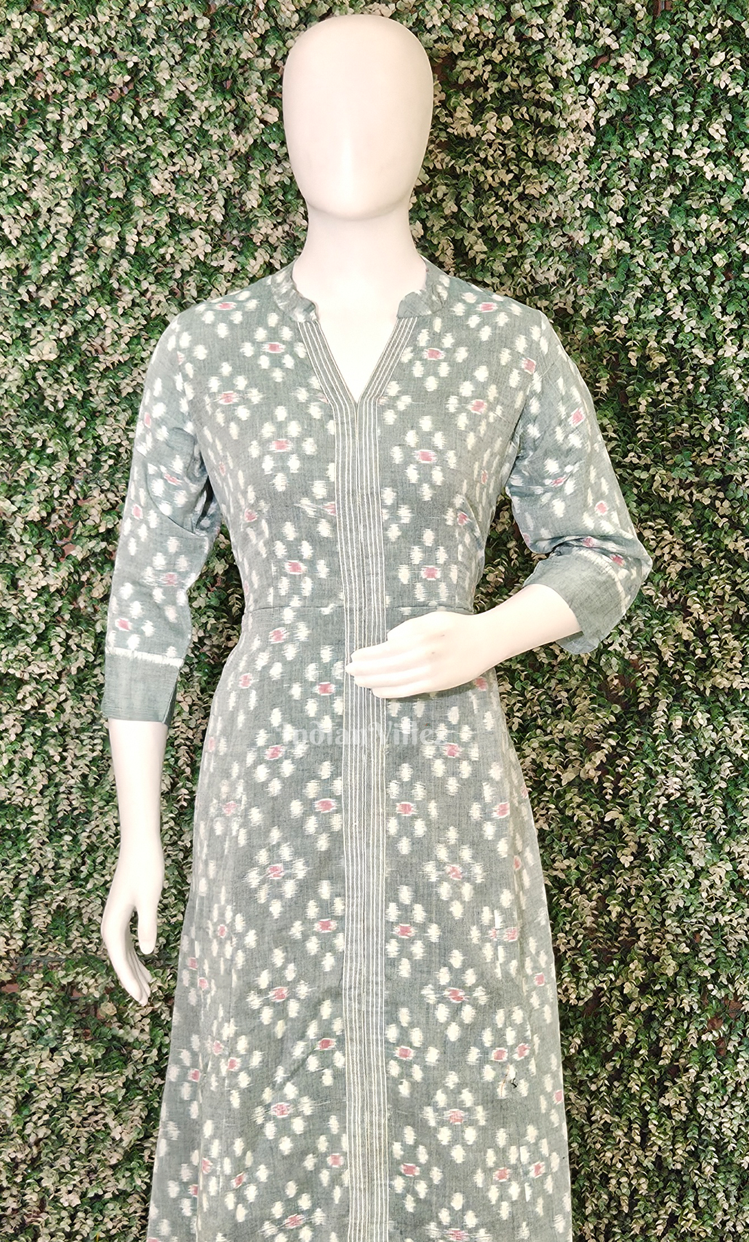 Grey Flower Design Odisha Ikat Designer Gown For Women 