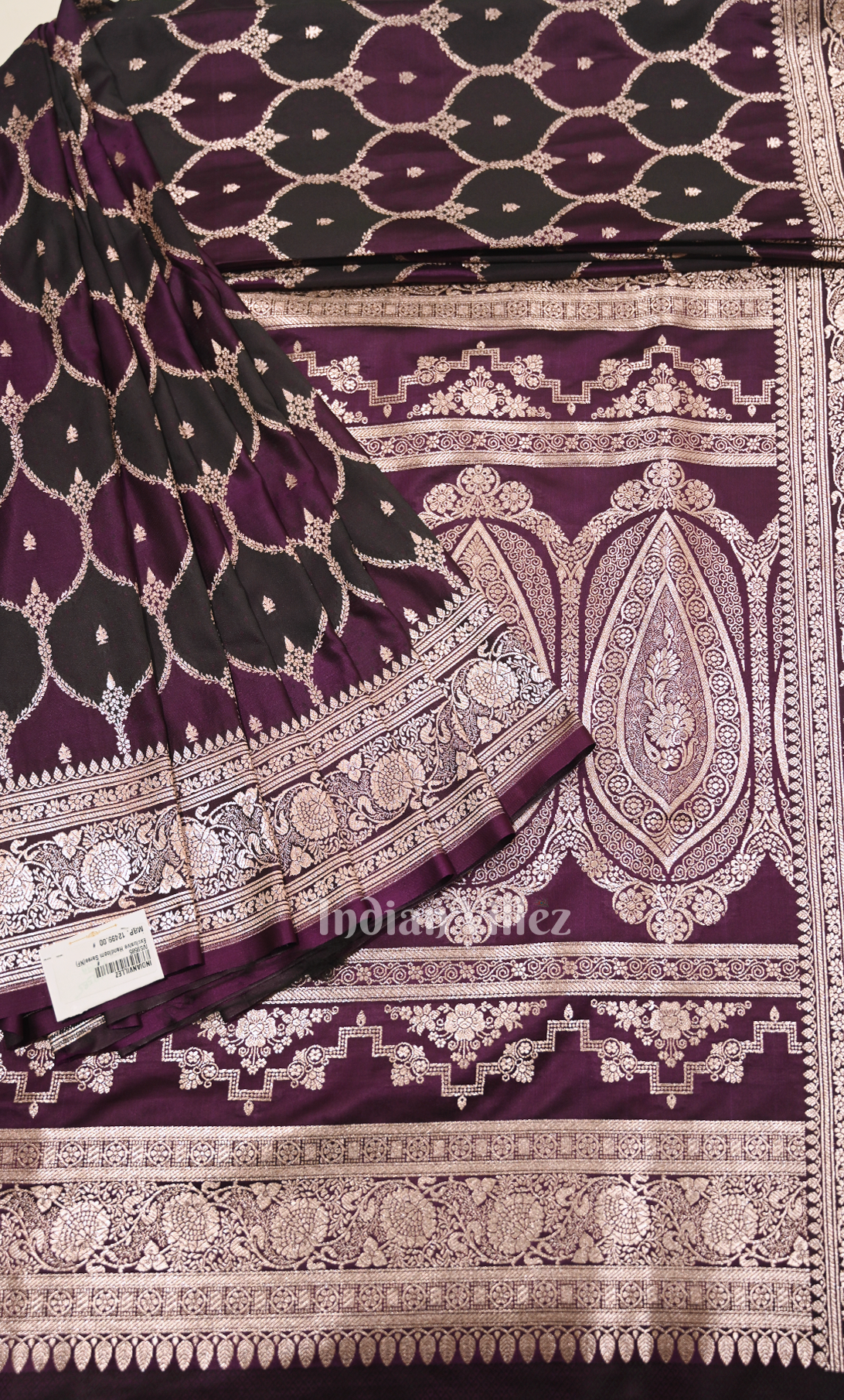 Purple Black Purple Rangkart Pure Mashru Satin Silk Banarasi Saree