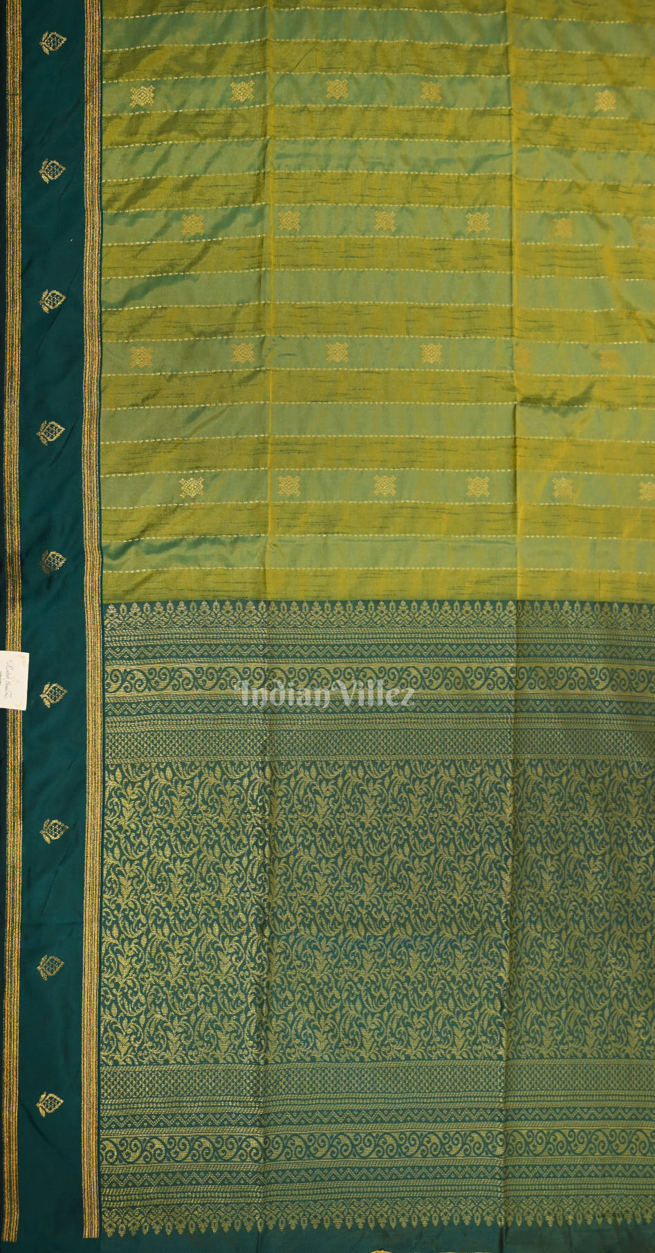 Green Tussar Silk Saree with Zari weave