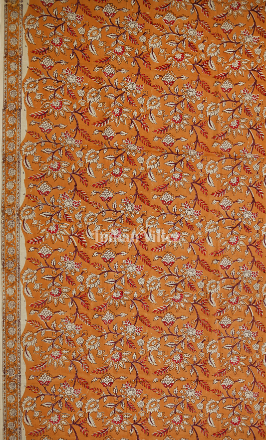 Light Orange Red Sanganeri Block Printed Cotton Suit Sets