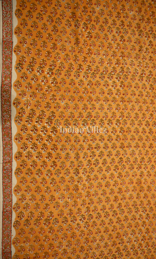 Orange Yellow Sanganeri Block Printed Cotton Suit Sets 